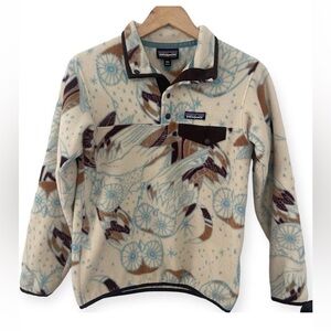 Patagonia Fleece Synchilla Snap-T Pullover Sweater Harvest Moon Owl Pattern XXS